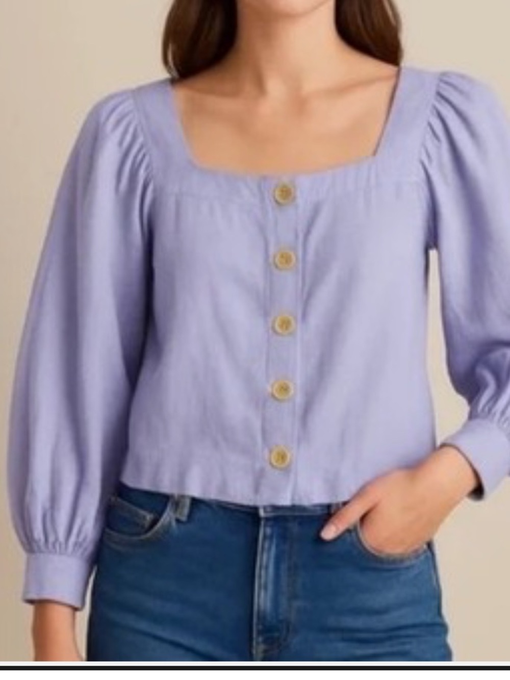 NWT Jcrew Linen Squareneck button up blouse XS